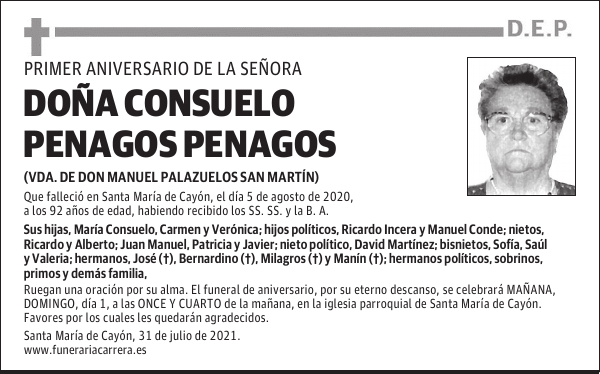 DOÑA CONSUELO PENAGOS PENAGOS