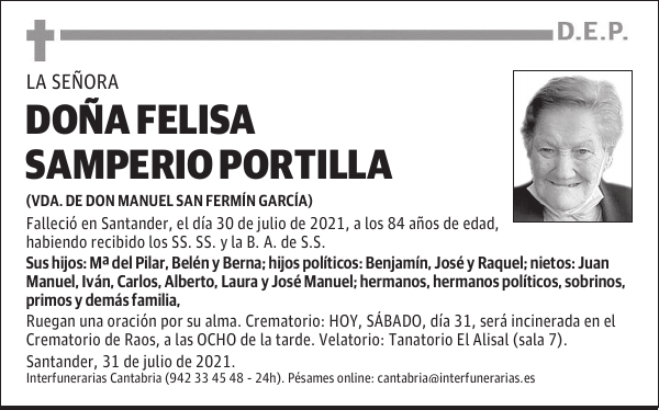 DOÑA FELISA SAMPERIO PORTILLA