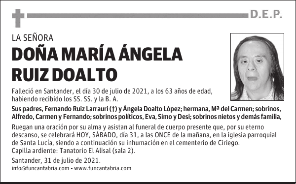 DOÑA MARÍA ÁNGELA RUIZ DOALTO