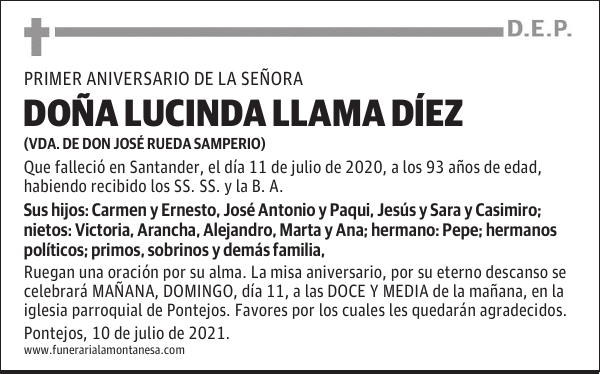 DOÑA LUCINDA LLAMA DÍEZ