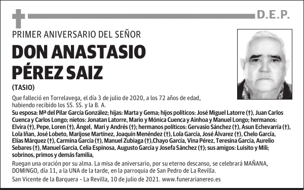 DON ANASTASIO PÉREZ SAIZ