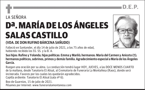 DOÑA MARÍA DE LOS ÁNGELES SALAS CASTILLO