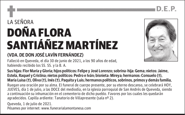 DOÑA FLORA SANTIÁÑEZ MARTÍNEZ