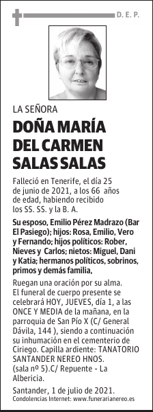 DOÑA MARÍA DEL CARMEN SALAS SALAS