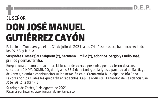 DON JOSÉ MANUEL GUTIÉRREZ CAYÓN
