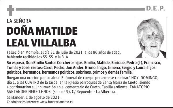 DOÑA MATILDE LEAL VILLALBA