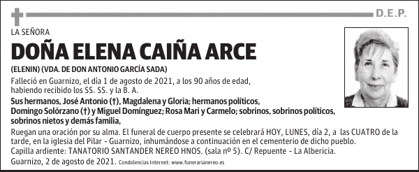 DOÑA ELENA CAIÑA ARCE