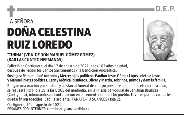DOÑA CELESTINA RUIZ LOREDO