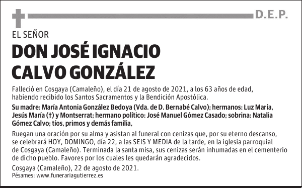 DON JOSÉ IGNACIO CALVO GONZÁLEZ