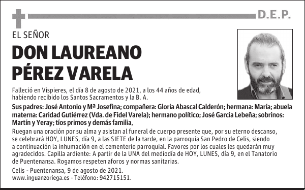 DON LAUREANO PÉREZ VARELA