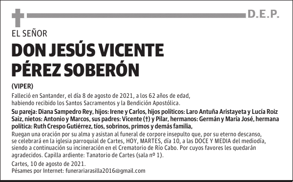 DON JESÚS VICENTE PÉREZ SOBERÓN