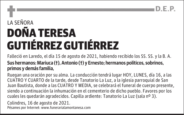 DOÑA TERESA GUTIÉRREZ GUTIÉRREZ