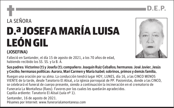 D.ª JOSEFA MARÍA LUISA LEÓN GIL