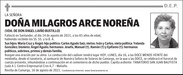 DOÑA MILAGROS ARCE NOREÑA