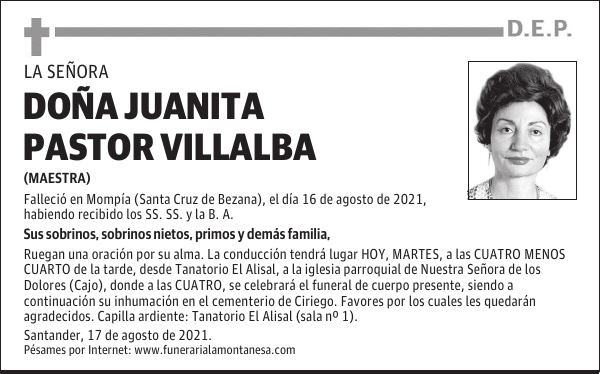 DOÑA JUANITA PASTOR VILLALBA