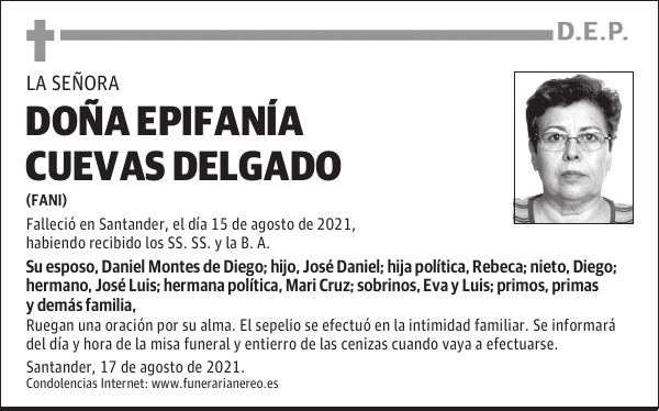 DOÑA EPIFANÍA CUEVAS DELGADO