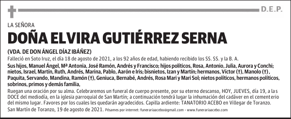 DOÑA ELVIRA GUTIÉRREZ SERNA