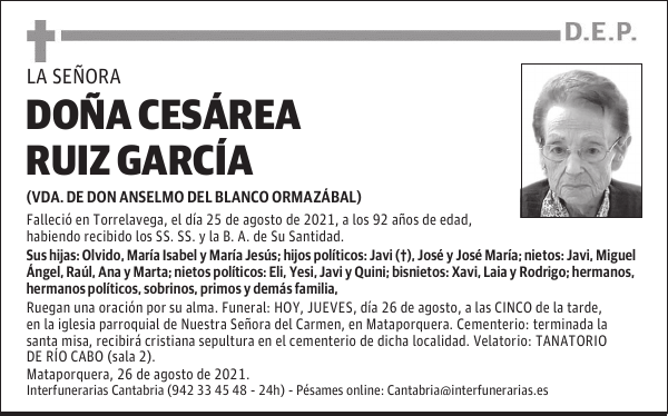DOÑA CESÁREA RUIZ GARCÍA