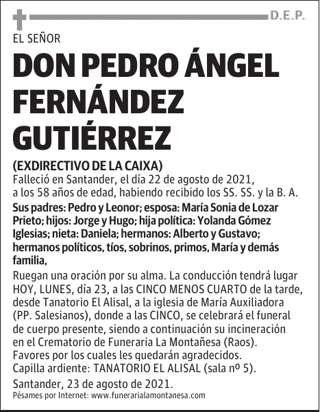 DON PEDRO ÁNGEL FERNÁNDEZ GUTIÉRREZ