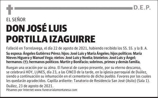 DON JOSÉ LUIS PORTILLA IZAGUIRRE