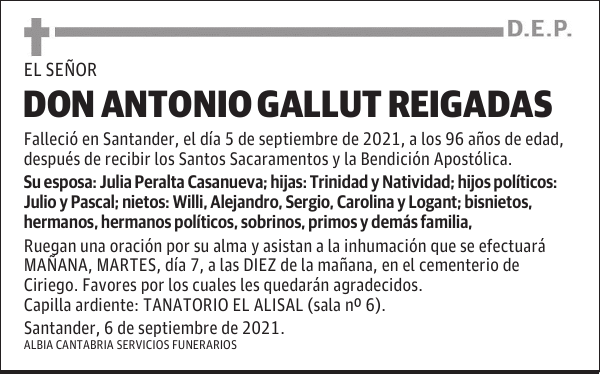DON ANTONIO GALLUT REIGADAS