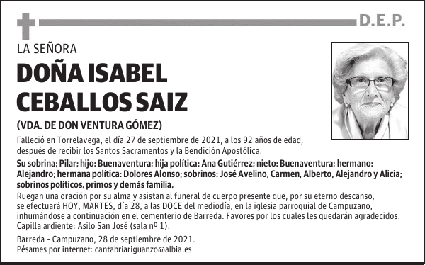 DOÑA ISABEL CEBALLOS SAIZ
