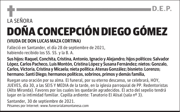 DOÑA CONCEPCIÓN DIEGO GÓMEZ