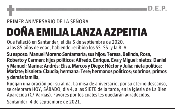 DOÑA EMILIA LANZA AZPEITIA
