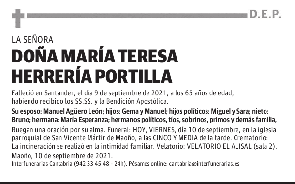 DOÑA MARÍA TERESA HERRERÍA PORTILLA