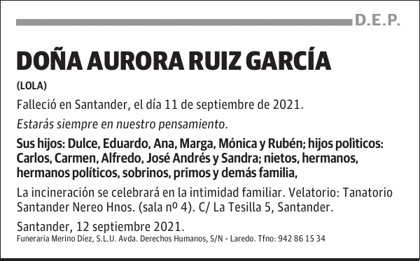 DOÑA AURORA RUIZ GARCÍA