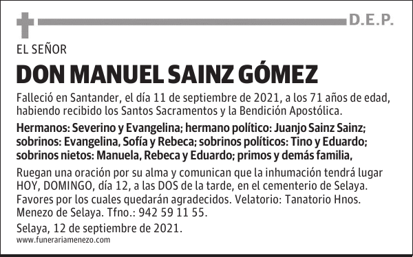 DON MANUEL SAINZ GÓMEZ