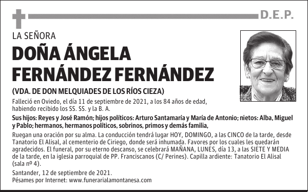 DOÑA ÁNGELA FERNÁNDEZ FERNÁNDEZ