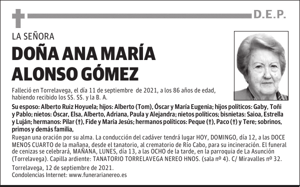 DOÑA ANA MARÍA ALONSO GÓMEZ