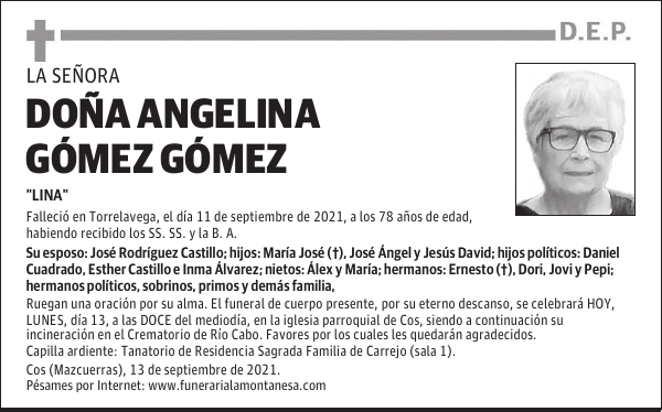 DOÑA ANGELINA GÓMEZ GÓMEZ