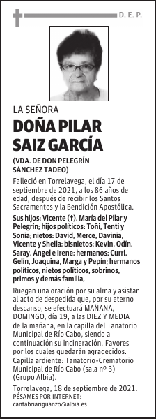 DOÑA PILAR SAIZ GARCÍA