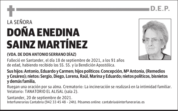 DOÑA ENEDINA SAINZ MARTÍNEZ