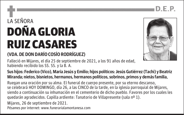 DOÑA GLORIA RUIZ CASARES