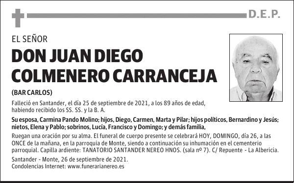DON JUAN DIEGO COLMENERO CARRANCEJA