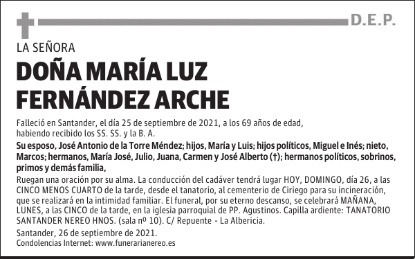 DOÑA MARÍA LUZ FERNÁNDEZ ARCHE