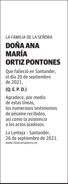 DOÑA ANA MARÍA ORTIZ PONTONES