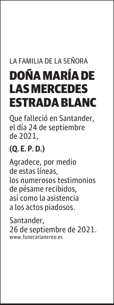 DOÑA MARÍA DE LAS MERCEDES ESTRADA BLANC