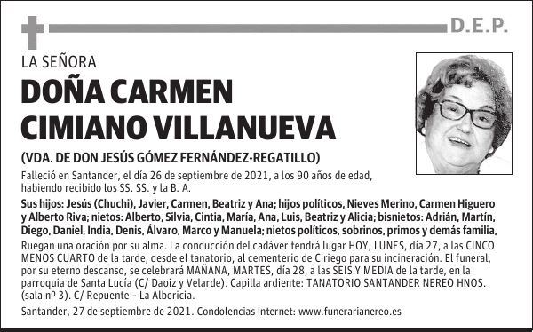 DOÑA CARMEN CIMIANO VILLANUEVA