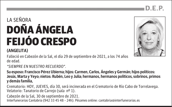 DOÑA ÁNGELA FEIJÓO CRESPO