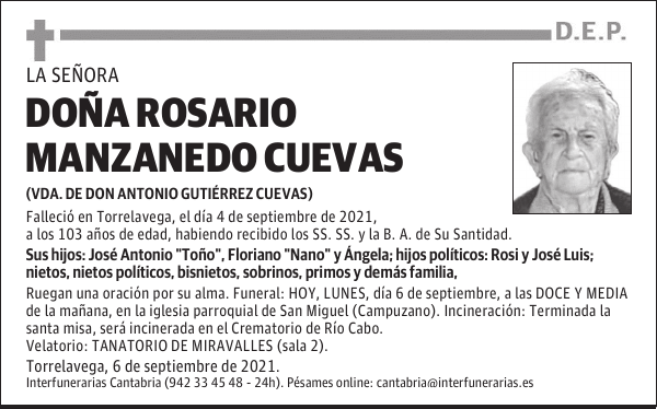 DOÑA ROSARIO MANZANEDO CUEVAS