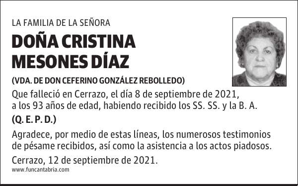DOÑA CRISTINA MESONES DÍAZ