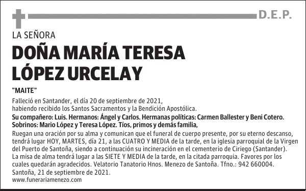 DOÑA MARÍA TERESA LÓPEZ URCELAY