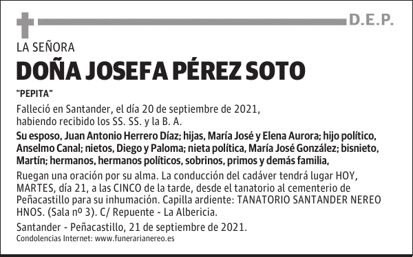 DOÑA JOSEFA PÉREZ SOTO