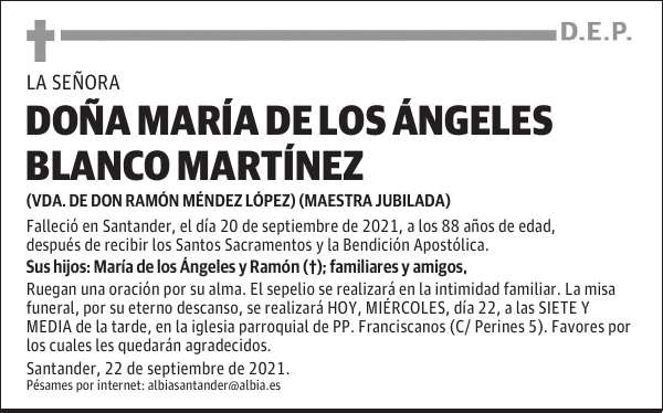 DOÑA MARÍA DE LOS ÁNGELES BLANCO MARTÍNEZ