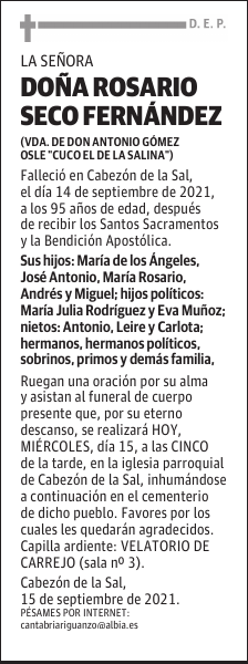 DOÑA ROSARIO SECO FERNÁNDEZ