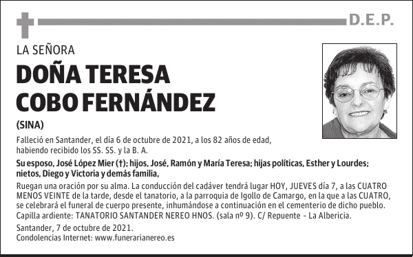 DOÑA TERESA COBO FERNÁNDEZ